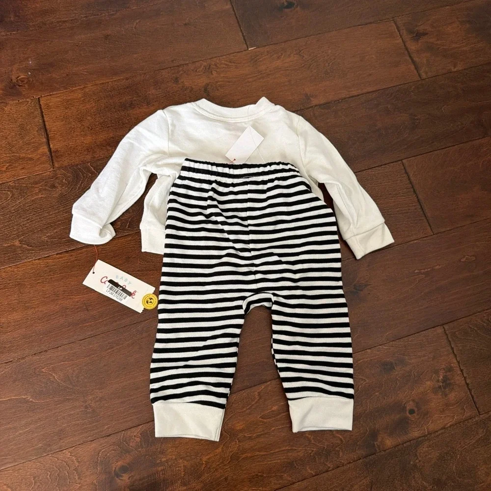 Cat & Jack 12 M Halloween Sweatshirt and Striped Jogger Set  Cat Dog Trick